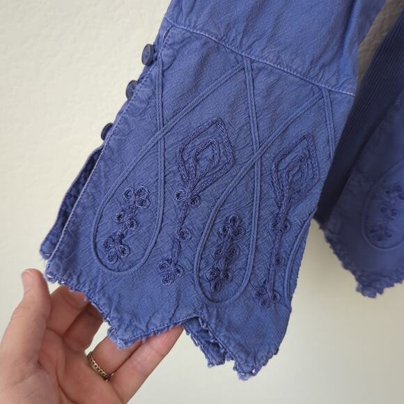 G. Designs Natural Fashions Top Womens S Blue Boho Embroidered Ethereal Whimsy - Picture 3 of 8
